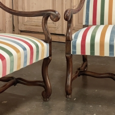 Pair Antique French Os de Mouton Armchairs with Slip Covers
