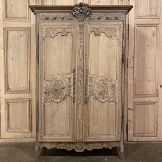 19th Century Country French Armoire from Normandie in Stripped Oak