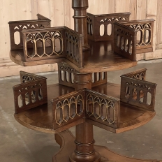 Antique Gothic Revolving Book Stand ~ End Table