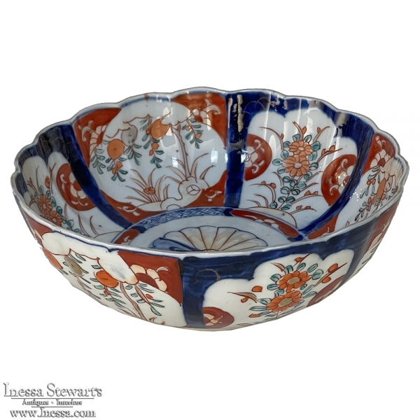 19th Century Imari Hand-Painted Serving Bowl