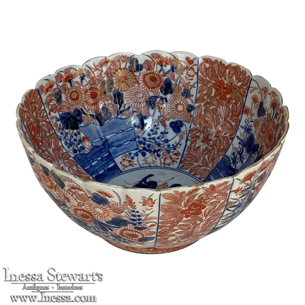 19th Century Imari Hand-Painted Serving Bowl