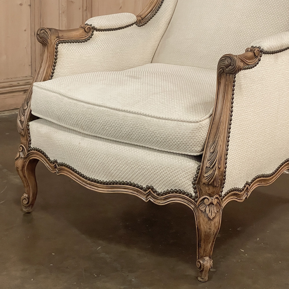 Baker French Louis XV Style Painted Wide Wingback Bergere 