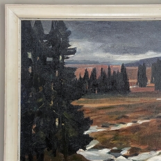 Vintage Framed Oil Painting on Canvas by Lucien Hock (1899-1972) in Square Format