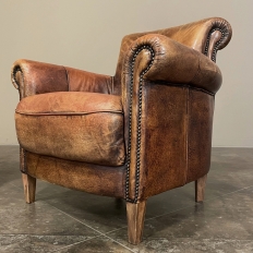 Pair Mid-Century Club Chairs in Leather