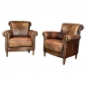 Pair Mid-Century Club Chairs in Leather