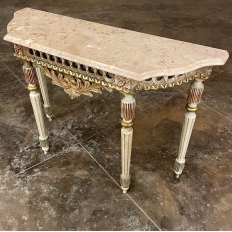 Antique Italian Neoclassical Painted Console with Travertine Top