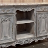 Antique French Louis XIV Gray Washed Fruitwood Marble Top Buffet