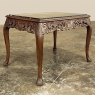 Antique Italian Baroque Fruitwood Marble Top Coffee Table