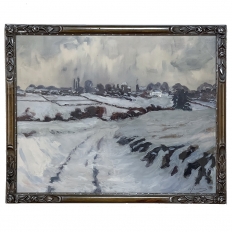 Antique Framed Gouache Painting by A. Jeseanne