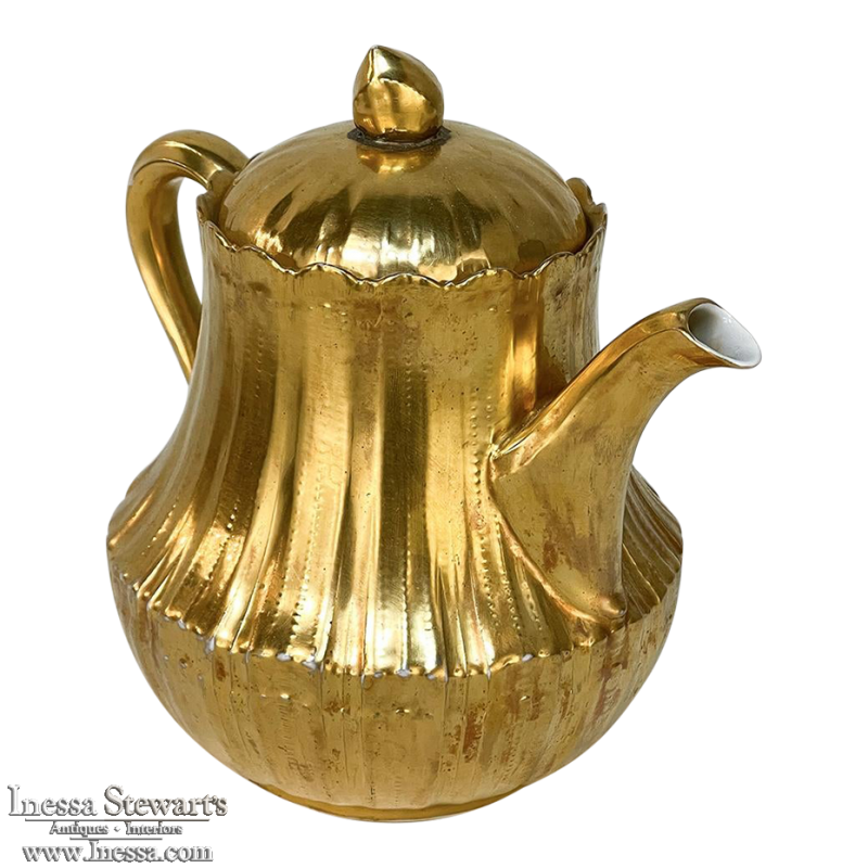 Antique Gilded Limoges Teapot by Giraud