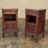 Pair Antique French Neoclassical Marble Top Mahogany Nightstands