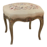 Antique French Louis XV Hand-Painted Needlepoint Footstool
