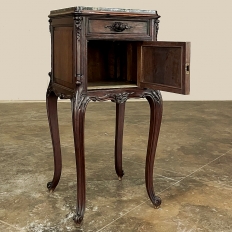 19th Century French Louis XIV Walnut Marble Top Nightstand