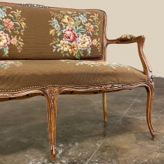 Antique French Louis XV Fruitwood Needlepoint Canape ~ Settee