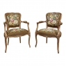 Pair Antique French Louis XV Fruitwood Needlepoint Armchairs ~ Fauteuils