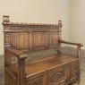 Antique Gothic Revival Carved Hall Bench