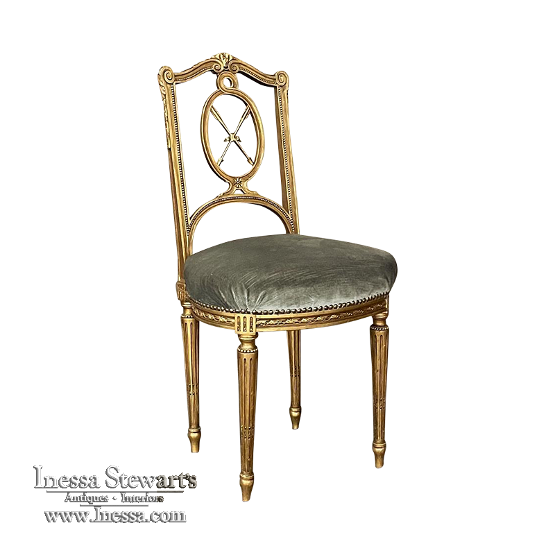 19th Century French Louis XVI Giltwood Salon Chair with Mohair