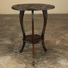 Vintage Black Forest Style Carved Lamp Table 