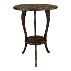 Vintage Black Forest Style Carved Lamp Table 