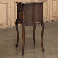 19th Century French Louis XIV Walnut Marble Top Nightstand