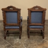 Pair 19th Century French Renaissance Barley Twist Armchairs ~ Fauteuils