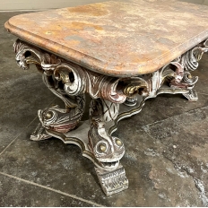 Mid-Century Italian Baroque Painted Coffee Table with Travertine