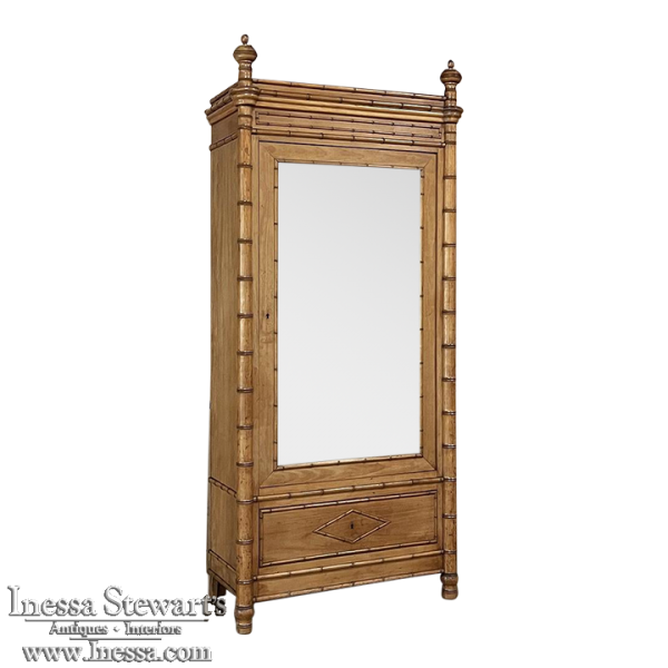 19th Century French Faux Bamboo Armoire