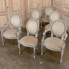 Set of 6 Antique French Louis XVI Dining Chairs includes 2 Armchairs