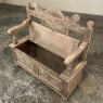 Antique Country French Hall Bench in Stripped Oak