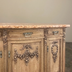 Antique French Louis XVI Marble Top Buffet in Stripped Oak