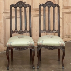 Pair Antique Liegoise Louis XIV Style Side Chairs