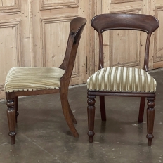 Set of 8 French Louis Philippe Dining Chairs with Striped Mohair