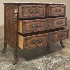 19th Century French Louis XIV Marble Top Commode ~ Chest of Drawers