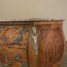 19th Century French Louis XIV Bombe Marble Top Commode