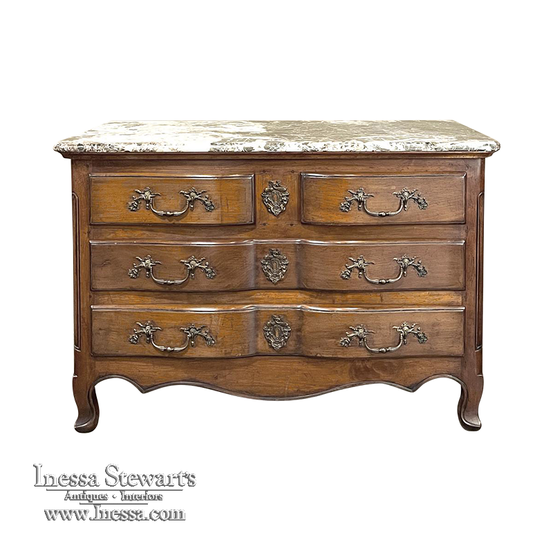 19th Century Country French Cherrywood Marble Top Commode