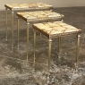 Set of Mid-Century Brass & Marble Nesting Tables