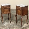 Pair Antique Country French Marble Top Nightstands