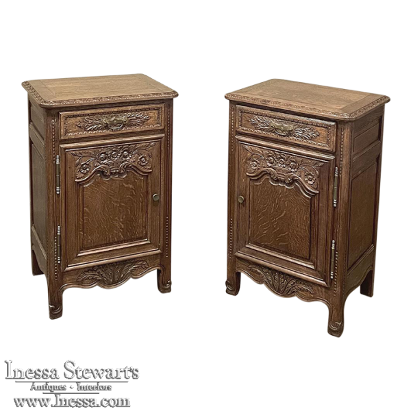 Pair 19th Century Signed Country French Nightstands ~ Cabinets