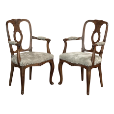 Pair Antique Queen Anne Armchairs