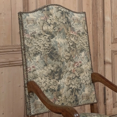 Antique French Os de Mouton Armchair with Tapestry