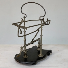 Antique French Brass Mechanical Wine Cradle ~ Server
