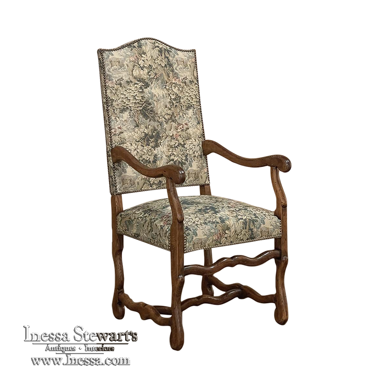 Antique French Os de Mouton Armchair with Tapestry