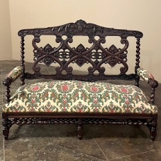 19th Century Renaissance Revival Louis XIII Style Sofa in Solid Oak