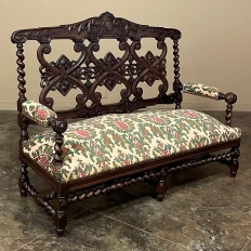 19th Century Renaissance Revival Louis XIII Style Sofa in Solid Oak