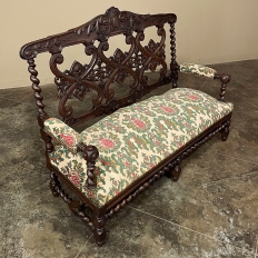19th Century Renaissance Revival Louis XIII Style Sofa in Solid Oak