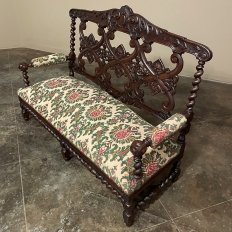 19th Century Renaissance Revival Louis XIII Style Sofa in Solid Oak