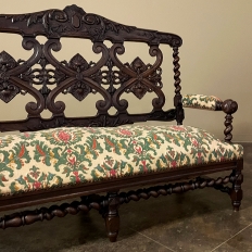 19th Century Renaissance Revival Louis XIII Style Sofa in Solid Oak