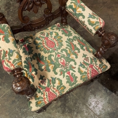 19th Century Renaissance Revival / Louis XIII Style Barley Twist Armchairs in Solid Oak