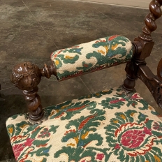 19th Century Renaissance Revival / Louis XIII Style Barley Twist Armchairs in Solid Oak