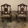 19th Century Renaissance Revival / Louis XIII Style Barley Twist Armchairs in Solid Oak